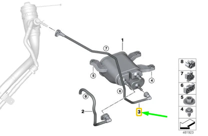 NEW BMW 5 G30 ACTIVATED CHARCOAL FILTER BREATHER LINE 16137483715 ORIGINAL