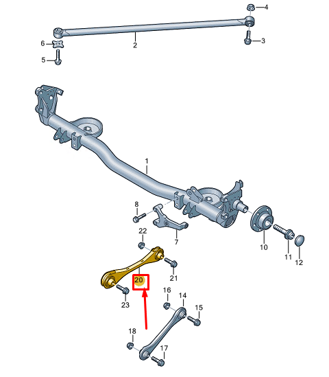 new vw caddy sb mk4 upper rear axle guide 5r3505237c original