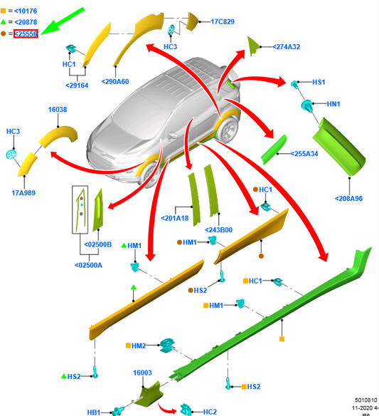 new ford ecosport mk2 rear left door molding 2317792 gn15-n254a77-aa5yz9