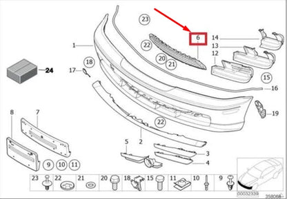 NEW BMW 3 COUPE E46 FRONT BUMPER TRIM COVER GRID TITANIUM 51117016513 ORIGINAL