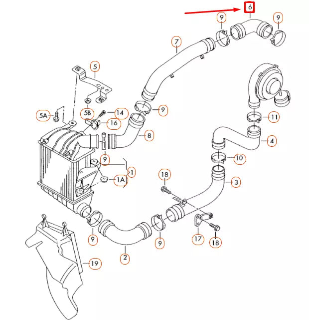 NEW VW POLO 9N CHARGE AIR COOLER PRESSURE HOSE 6Q0145838N ORIGINAL