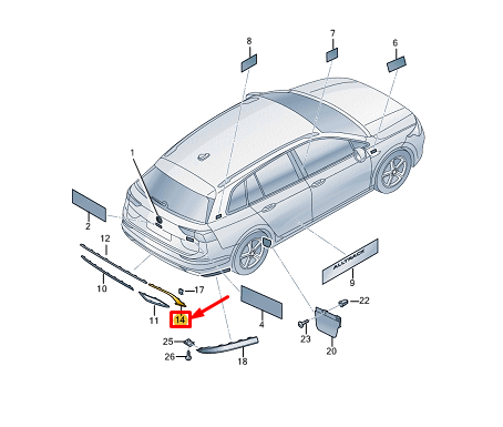 new vw golf cd mk8 rear left bumper trim 5h9853331d2uc original
