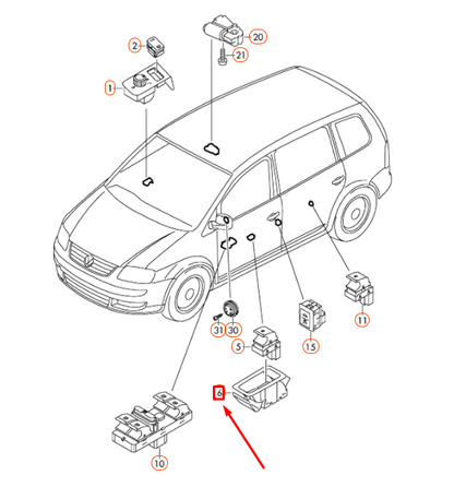 new vw touran 1t fuel tank flap actuation pushbutton trim 1f0959527reh original