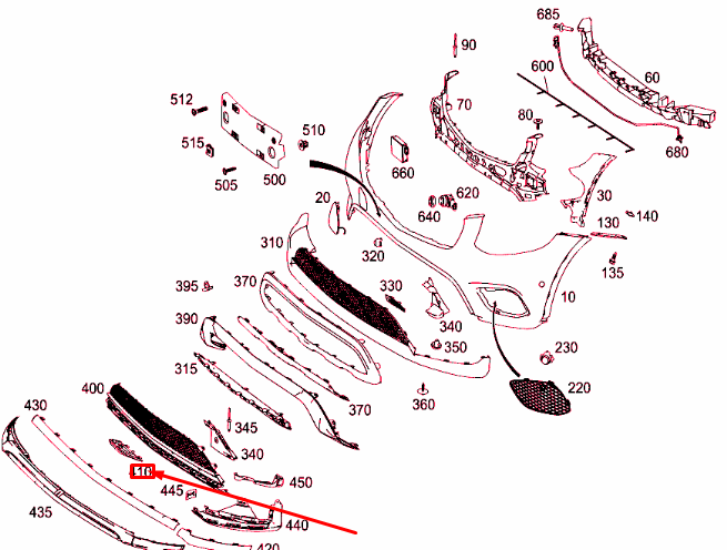 NEW MERCEDES-BENZ GLC C253 FRONT BUMPER RIGHT BOTTOM MOLDING A2538856800
