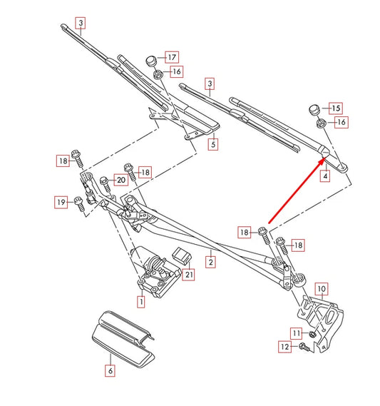 NEW AUDI Q7 4L FRONT WINDOW RIGHT WIPER ARM RHD 4L2955408A1P9