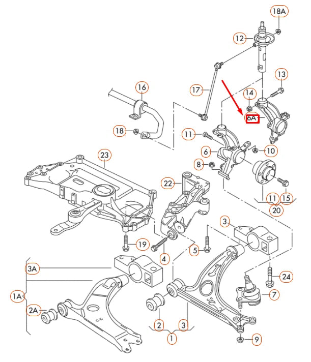 NEW AUDI A3 8P FRONT LEFT WHEEL HUB SPINDLE BEARING HOUSING 3C0407253F ORIGINAL