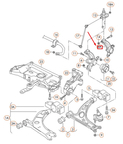 NEW AUDI A3 8P FRONT LEFT WHEEL HUB SPINDLE BEARING HOUSING 3C0407253F ORIGINAL