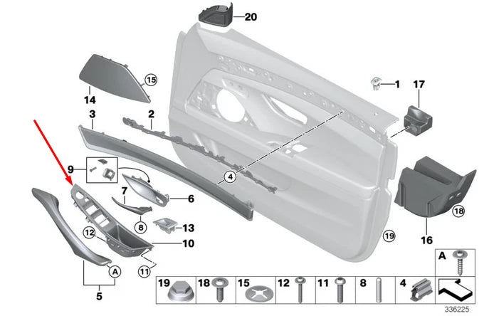 NEW BMW 5 F10 FRONT RIGHT DOOR INTERIOR HANDLE RHD 51417225874 ORIGINAL