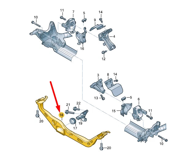 NEW AUDI A4 B8 FRONT SUBFRAME MEMBER MOUNT CROSS TUBE 8K0199521Q ORIGINAL