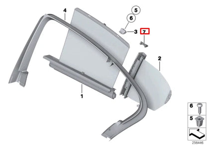 NEW BMW 5 TOURING F11 SUN BLIND ROLLER RIGHT ADAPTER 51357250964 ORIGINAL