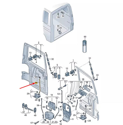 NEW VW TRANSPORTER T6 REAR WING DOOR RIGHT LOWER PULL ROD 7H0829218A ORIGINAL