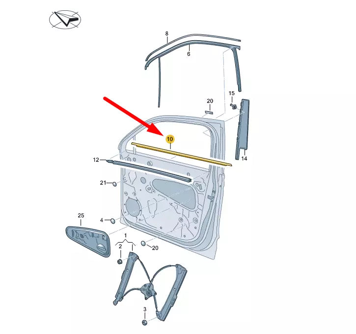NEW VW TIGUAN AD MK2 FRONT LEFT WINDOW OUTER APERTURE SEAL 5NA837477A5AP