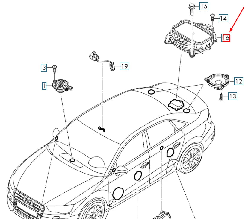 NEW AUDI A3 8V REAR CENTER SPEAKER 8V0035412B ORIGINAL