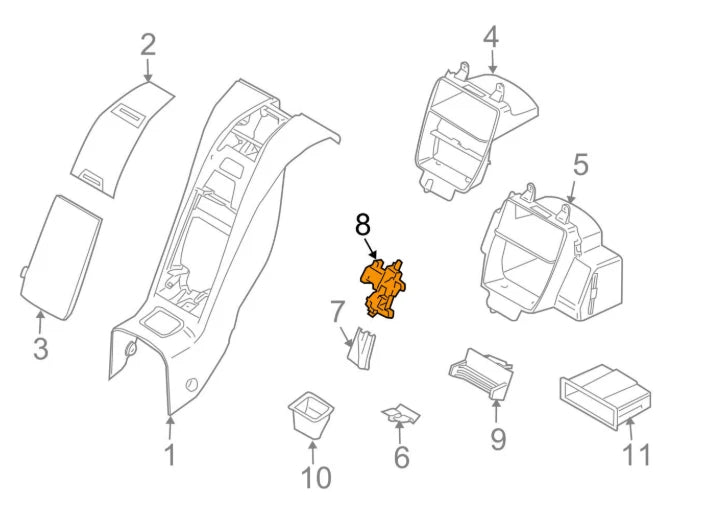 NEW BMW Z4 E85 REAR CABIN CENTER CONSOLE LOCK 51467068449 7068449 ORIGINAL