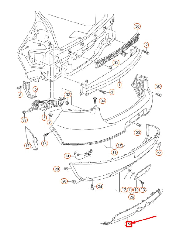 NEW VW GOLF MK5 REAR BUMPER LOWER CENTRE TAIL PIPE TRIM 1K68075689B9 ORIGINAL