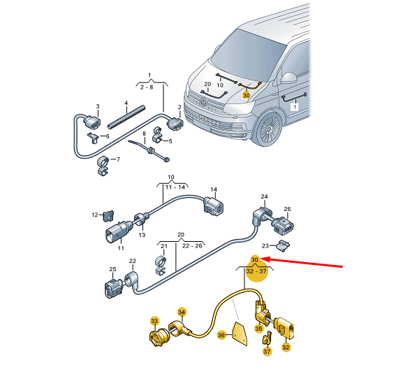 NEW VW TRANSPORTER VI T6 TACHOGRAPH WIRING HARNESS 7E0971555B ORIGINAL