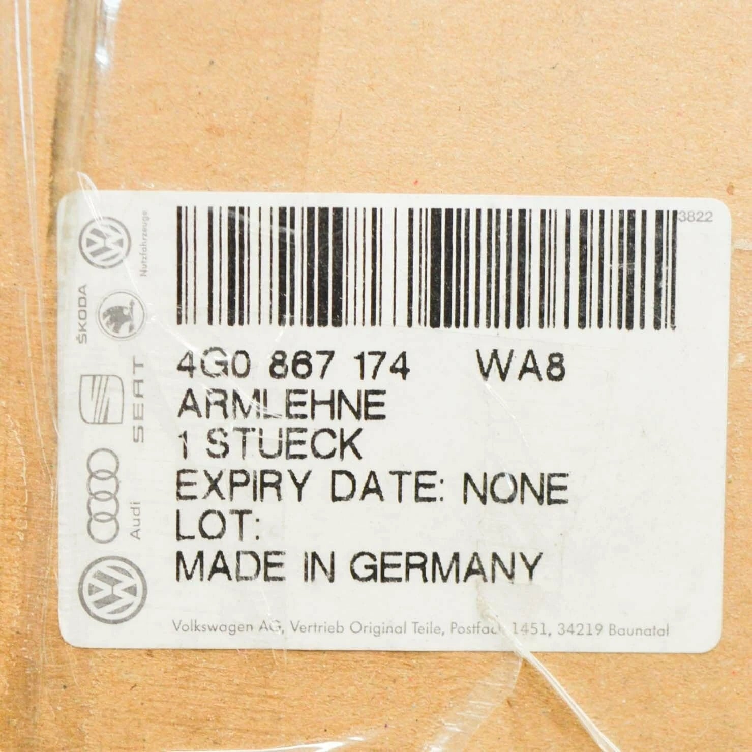 NEW AUDI A6 C7 FRONT RIGHT DOOR ARMREST 4G0867174WA8 ORIGINAL