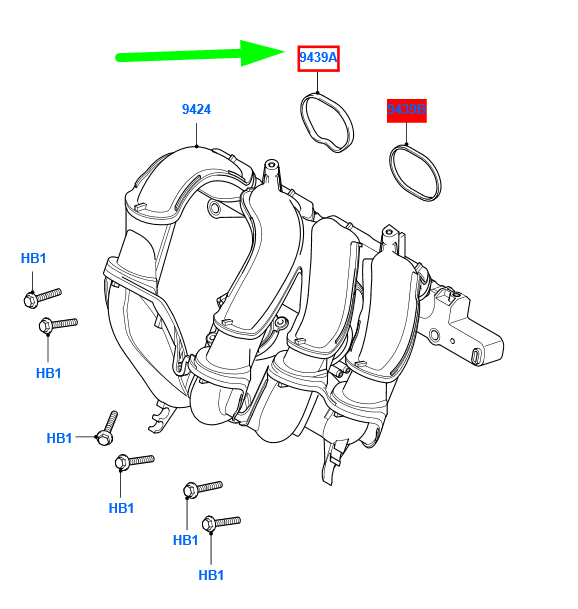 new ford fiesta be91 mk5 intake manifold gasket 1142502 2s6g-9441-ca original