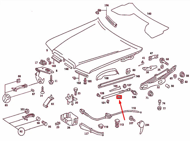 NEW MB 190 W201 ENGINE HOOD LEFT GAS PRESSURE SPRING A2018800329