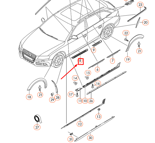 NEW AUDI S4 B8 FRONT LEFT DOOR SILL TRIM 8K0853373A01C ORIGINAL