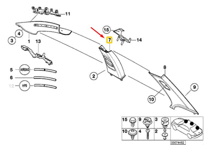 NEW BMW 3 COUPE E46 RIGHT SIDE UPPER COLUMN COVER 51437065364 ORIGINAL