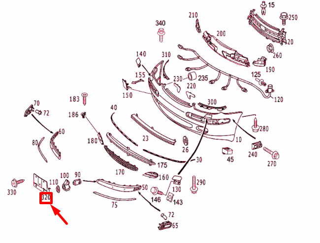 NEW MERCEDES-BENZ S W220 FRONT LICENSE PLATE MOLDING A22088508819051 ORIGINAL