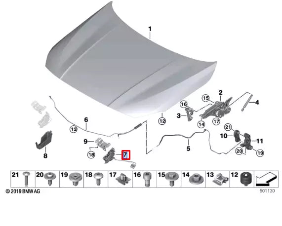 NEW BMW 1 F40 FRONT BONNET HOOD LID LOCK 51237468350 7468350 ORIGINAL