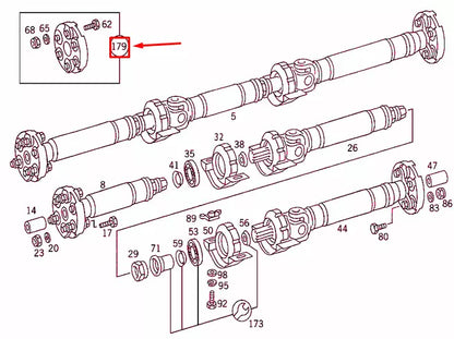 NEW MB E W124 PROPELLER SHAFT FRONT FLEXIBLE JOINT DISC KIT A1244100015