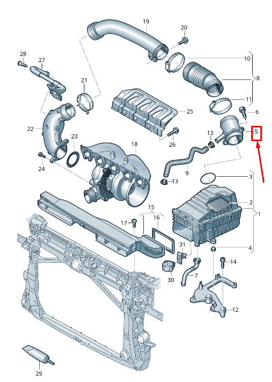 NEW AUDI RS3 ENGINE AIR INTAKE HOSE ADAPTER 8S0129638A ORIGINAL