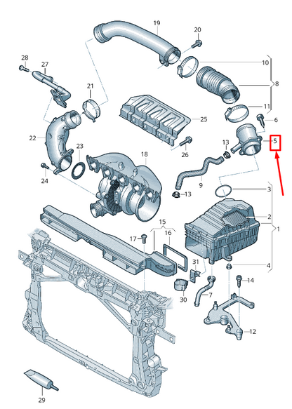 NEW AUDI RS3 ENGINE AIR INTAKE HOSE ADAPTER 8S0129638A ORIGINAL