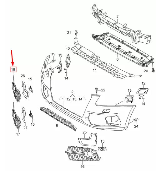 NEW AUDI Q5 8R FRONT RIGHT BUMPER AIR GUIDE GRILLE 8R0807682PBJI ORIGINAL