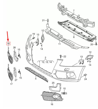 NEW AUDI Q5 8R FRONT RIGHT BUMPER AIR GUIDE GRILLE 8R0807682PBJI ORIGINAL