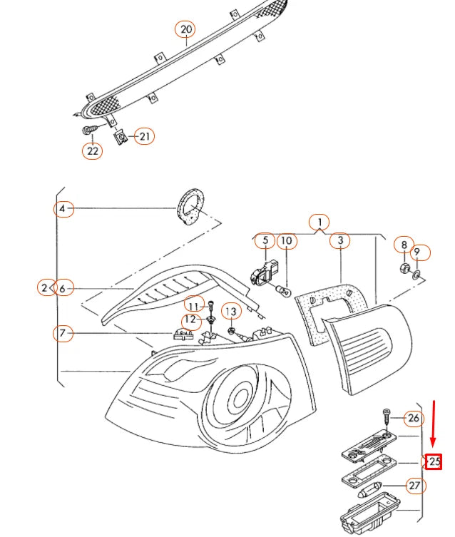 NEW VOLKSWAGEN EOS REAR LICENSE PLATE LIGHT 3D0943021A ORIGINAL