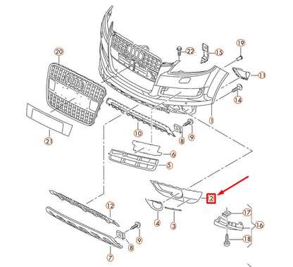 NEW AUDI Q7 4L FRONT BUMPER RIGHT FOG GRILLE 4L0807062CGRU