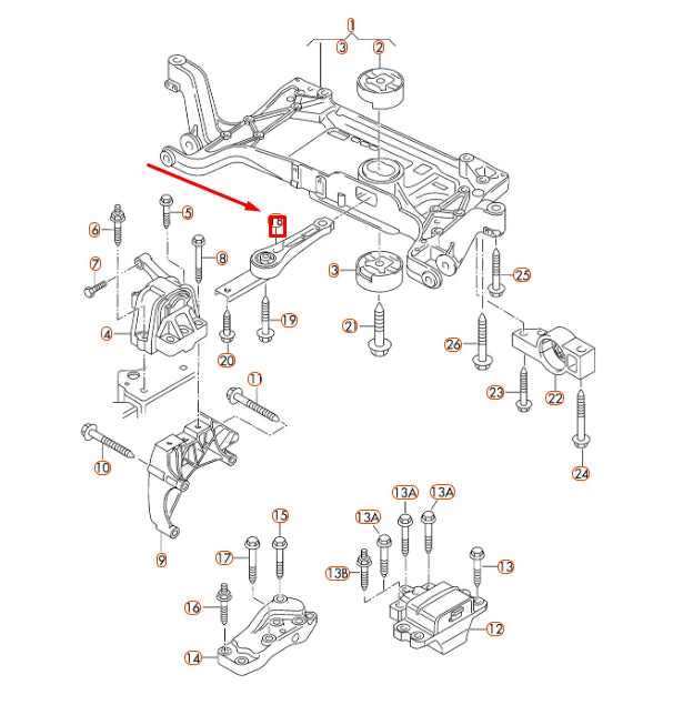 NEW AUDI Q3 8U REAR ENGINE DOGBONE MOUNTING SUPPORT 3C0199855M ORIGINAL