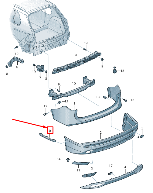new seat tarraco kn rear left bumper strip 5fj8530539b9 original