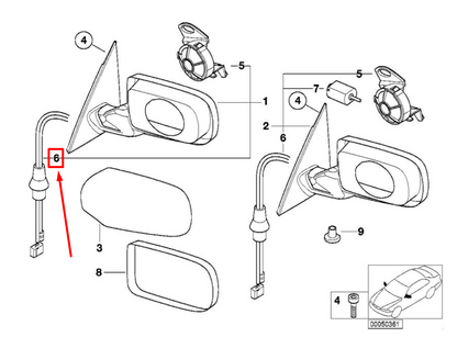 new bmw 3 e46 front right door mirror wiring harness 67138379004 8379004