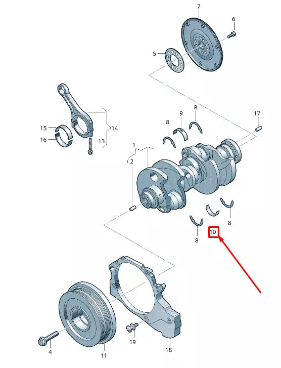 NEW AUDI Q7 4M LOWER ENGINE CRANKSHAFT BEARING SHELL 059105591AJROT