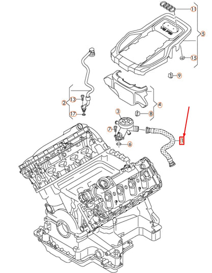 NEW AUDI A8 D4 CYLINDER HEAD VENT HOSE 079103209CF ORIGINAL