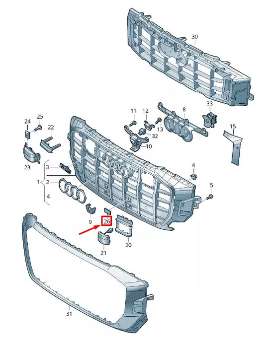 NEW AUDI Q8 4MN RIGHT RADIATOR GRILLE COVER 4M8807968ARU6