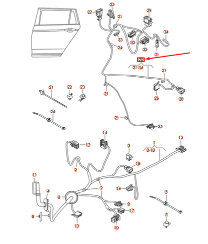 new vw passat 3g b8 rear right door trim panel wiring harness 3g0971690d