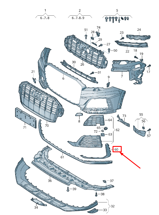 new audi q7 4m front right bumper grille molding trim 4m0853300a1rr original