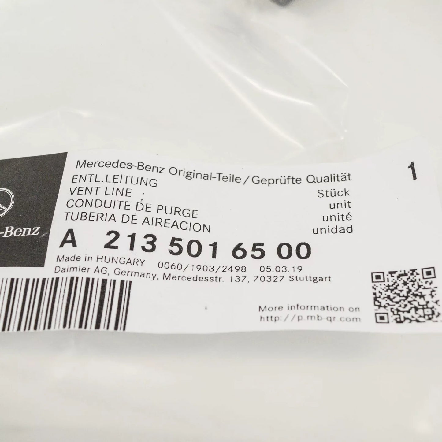 NEW MERCEDES BENZ E W213 WATER COOLANT PIPE HOSE A2135016500