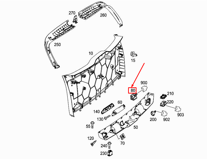 new mercedes-benz gl x166 rear interior tailgate lamp rhd a0009060235 original