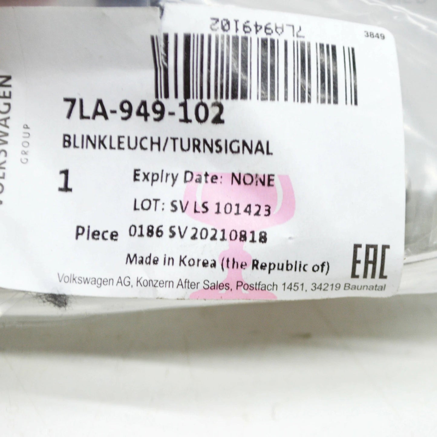 NEW VW MULTIVAN T6 FRONT RIGHT SIDE PANEL TURN SIGNAL 7LA949102 ORIGINAL