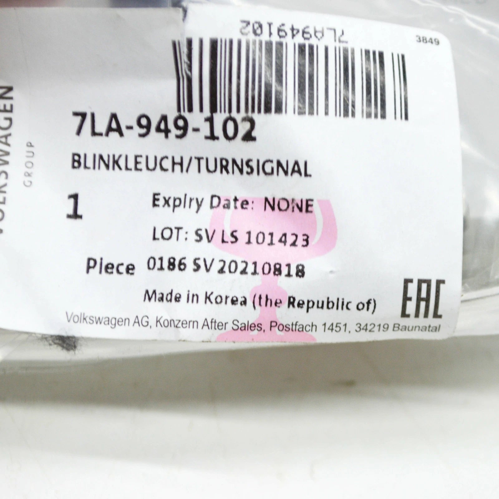 NEW VW MULTIVAN T6 FRONT RIGHT SIDE PANEL TURN SIGNAL 7LA949102 ORIGINAL