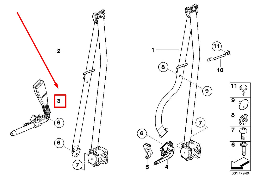 NEW BMW X6 E71, E72 FRONT RIGHT SEAT BUCKLE 72117295964 7295964 ORIGINAL