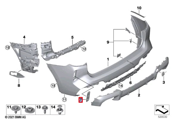 NEW BMW X3 G01 M F97 REAR RIGHT PANEL COVERING TRIM 51128081888 ORIGINAL