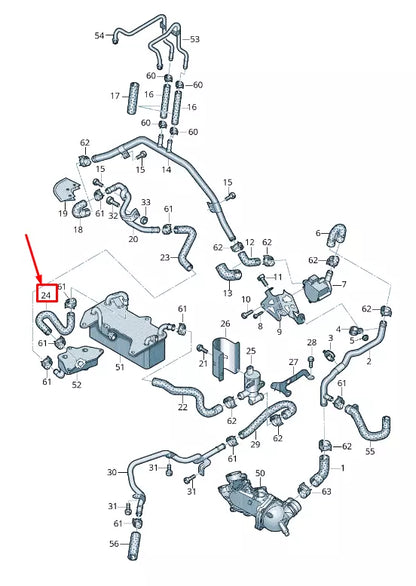NEW AUDI RS7 SPORTBACK 4G RIGHT LOWER ENGINE COOLANT HOSE 4G0121449AG