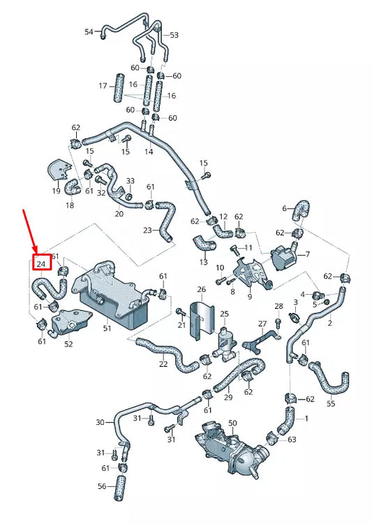 NEW AUDI RS7 SPORTBACK 4G RIGHT LOWER ENGINE COOLANT HOSE 4G0121449AG